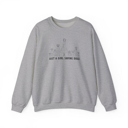 Just a Girl Saving Dogs Sketch Unisex Heavy Blend™ Crewneck Sweatshirt