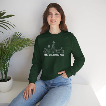 Just a Girl Saving Dogs Sketch Unisex Heavy Blend™ Crewneck Sweatshirt