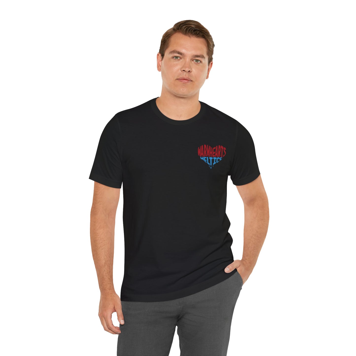 Warm Hearts Melt Ice T Shirt (pocket design)