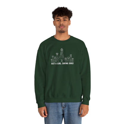 Just a Girl Saving Dogs Sketch Unisex Heavy Blend™ Crewneck Sweatshirt
